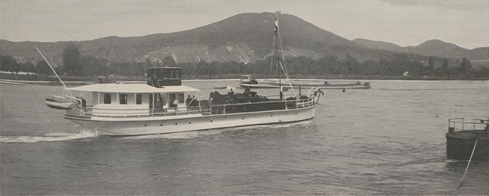 Elektrische Fähre 1908 auf dem Rhein