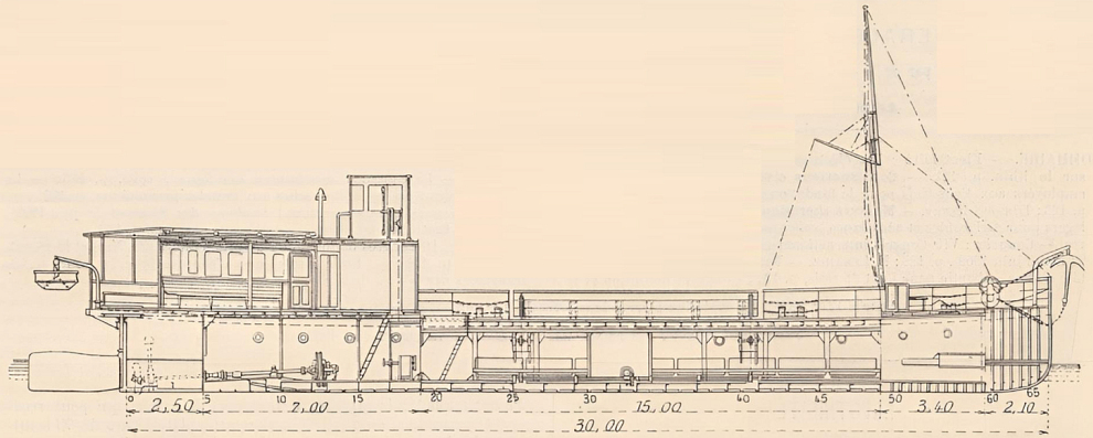 Elektrische Fähre 1908 - Längsschnitt