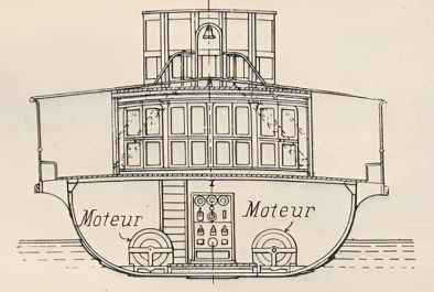 Elektrische Fähre 1908 - Querschnitt mit Hauptmotoren