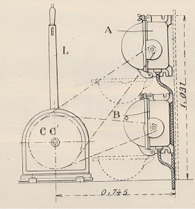 Elektrische Fähre 1908 - Querschnitt mit Hauptmotoren