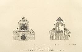 Sulpiz Boisserée - "Die Abteikirche zu Heisterbach" -- Vorderseite und Durchschnitt Schiff
