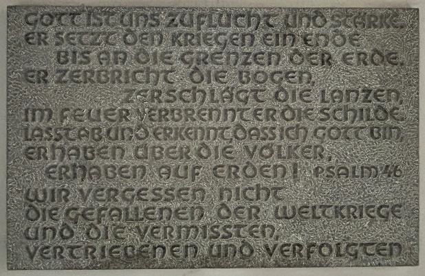 Gedenktafel für die Opfer der Weltkriege