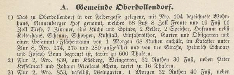 Verkaufsanzeige Rennenberger Hof