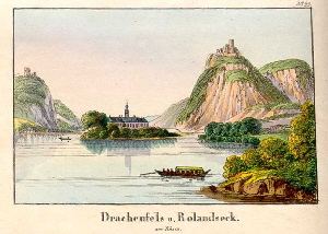 Illustrationen von Rhein und Siebengebirge