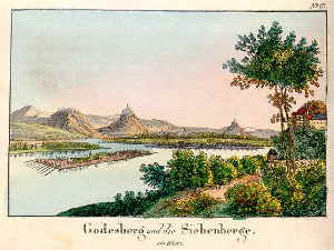 Illustrationen von Rhein und Siebengebirge