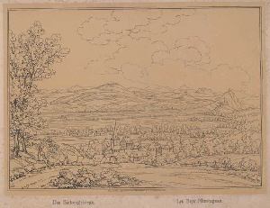 Illustrationen von Rhein und Siebengebirge