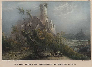 Illustrationen von Rhein und Siebengebirge