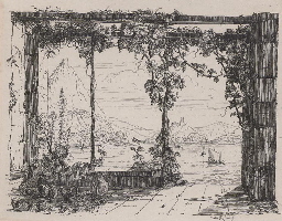 Illustrationen von Rhein und Siebengebirge