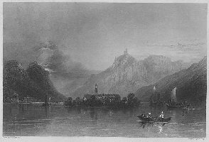 Illustrationen von Rhein und Siebengebirge