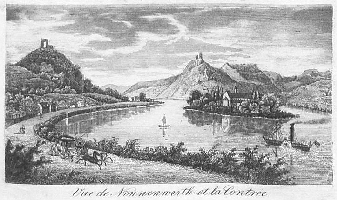 Illustrationen von Rhein und Siebengebirge
