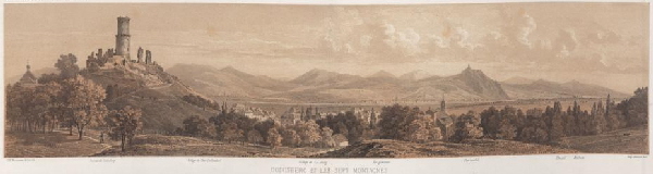 Illustrationen von Rhein und Siebengebirge