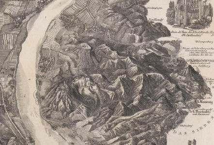 Karte von Rhein und Siebengebirge - Ausschnitt