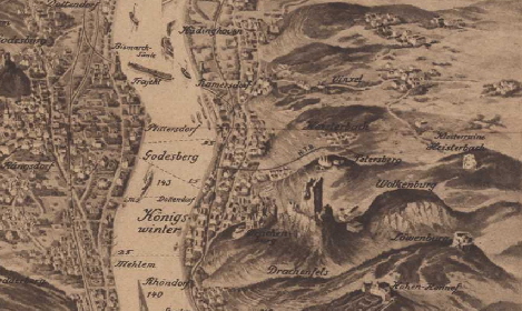 Karte von Rhein und Siebengebirge - Ausschnitt