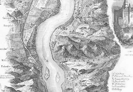 Karte von Rhein und Siebengebirge - Ausschnitt