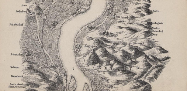 Karte von Rhein und Siebengebirge - Ausschnitt