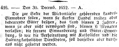 "Wiedertäufer"-Dekret vom 30. Dezember 1652
