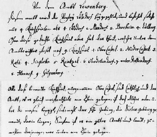 Topographia Ducatus Montani - Text zum Amte Lewenberg